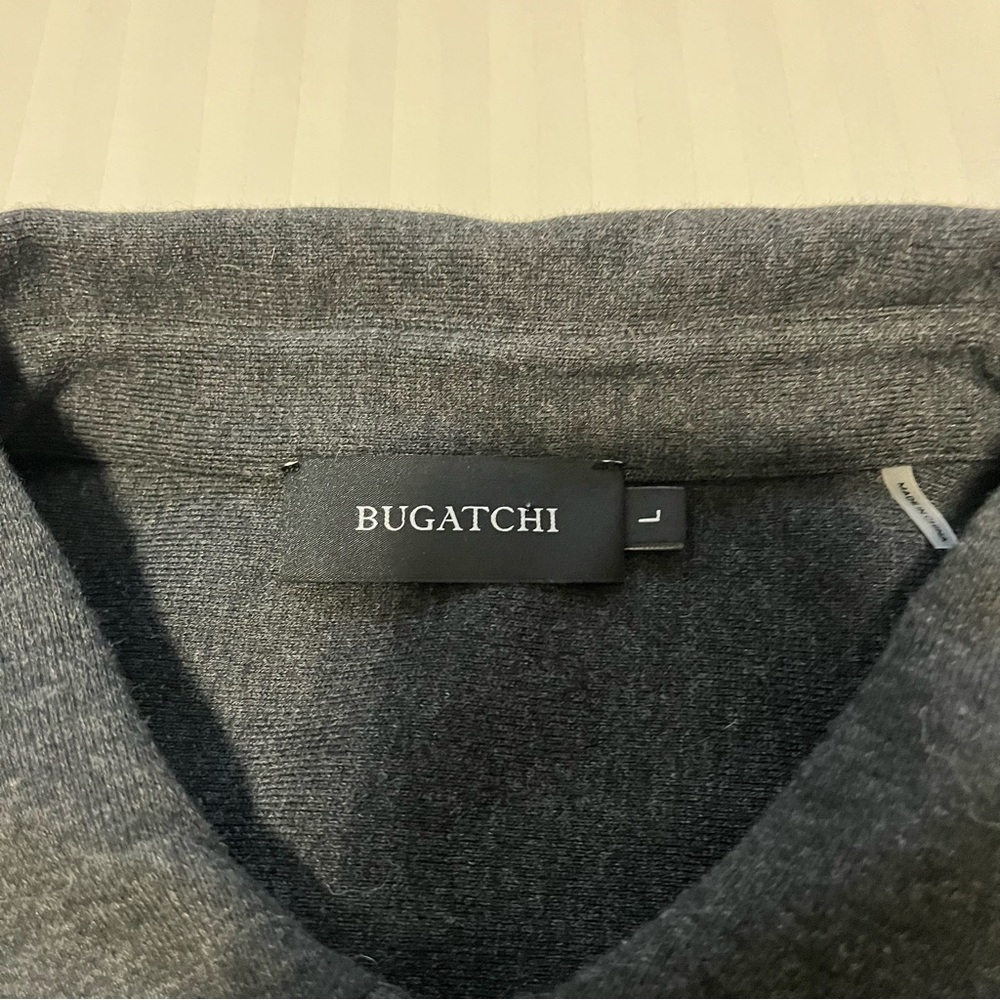 Bugatchi Cotton Blend Button Diwn Shirt Jacket Caviar Charcoal Grey size Large - Picture 10 of 16